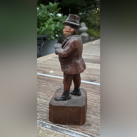Charles Dickens ANRI Mr. Micawber Vintage Hand Carved Wood Figurine 1920s Italy - Picture 5 of 7